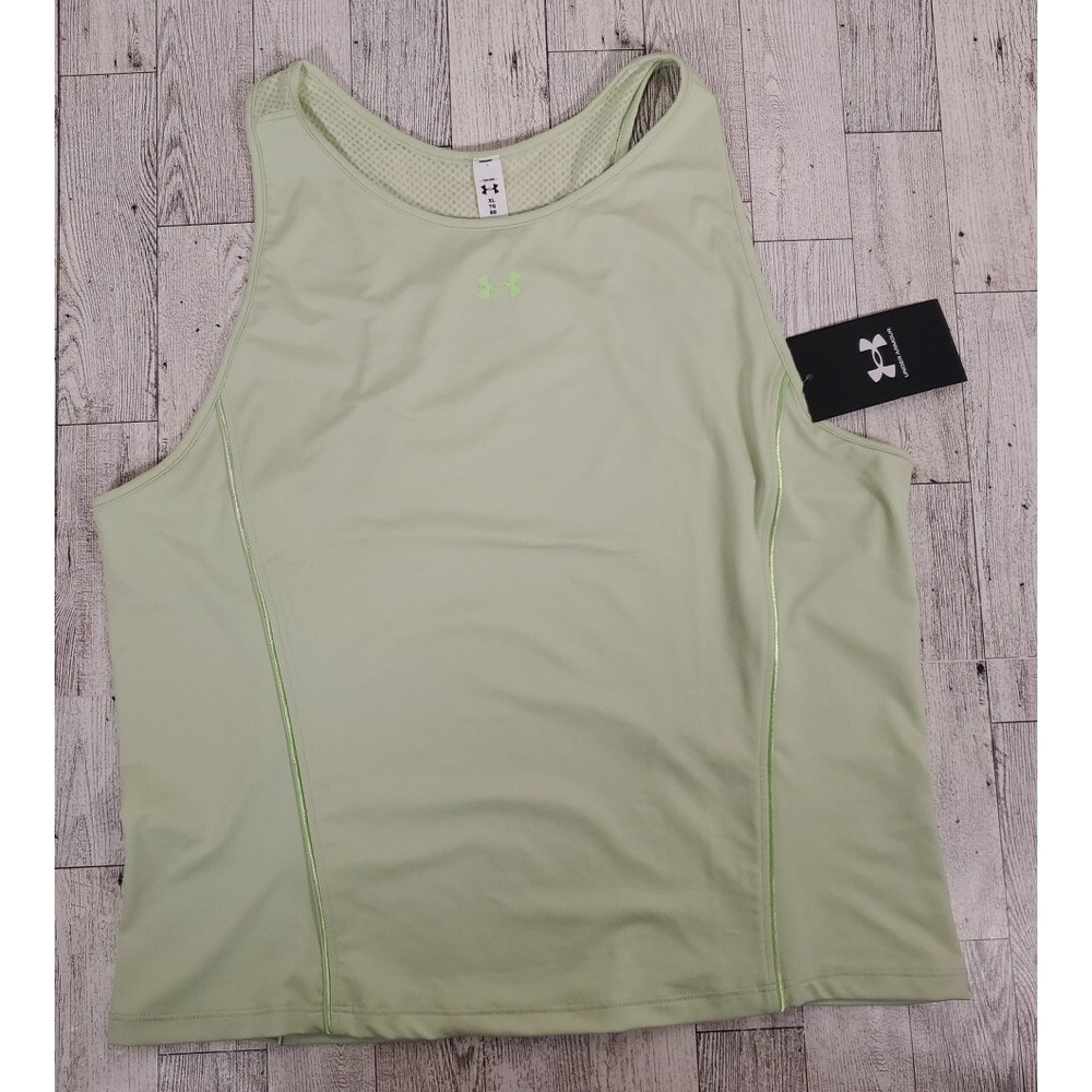 Under Armour Tank Top XL Womens Heat Gear Fitted Green Athletic 1369916-383 NEW